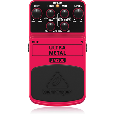 Behringer UM300 Distortion effect pedaal - Heavy Metal Distortion Effects Pedal.   Take off with the most extreme and sought-after hard rock or heavy metal distortion.  